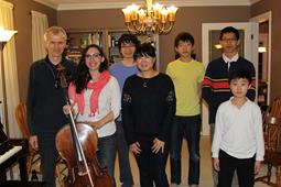 Cello ensemble students performing with Veronica Kolegas in Chicago